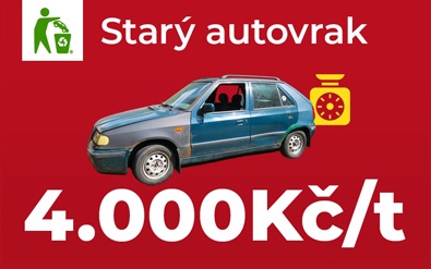 Bonus za autovrak na likvidaci - sběrna autovraků Milata